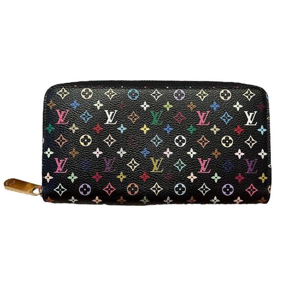 RARE Louis Vuitton Takashi Murakami Black Multicolor Long Zippy Wallet - Picture 1 of 11